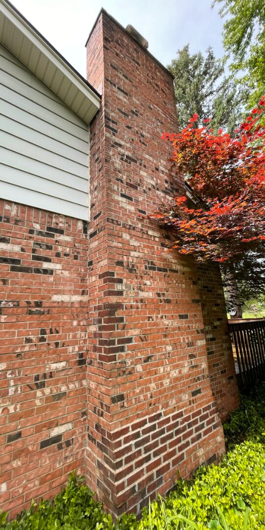 Chimney after power washing