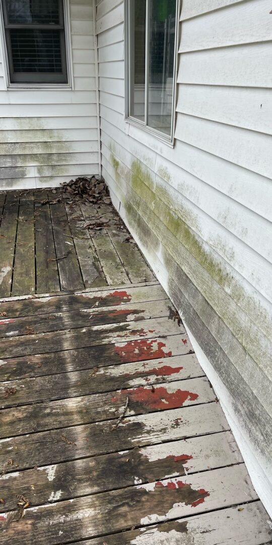 Siding by the ramp before power washing